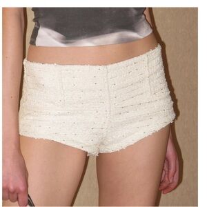 Prod Beige Sequin Mini Shorts, SMALL